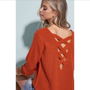 Criss Cross Back Pullover Sweater